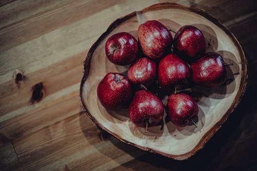 Free Red Apples on Brown Wooden Bowl Stock Photo