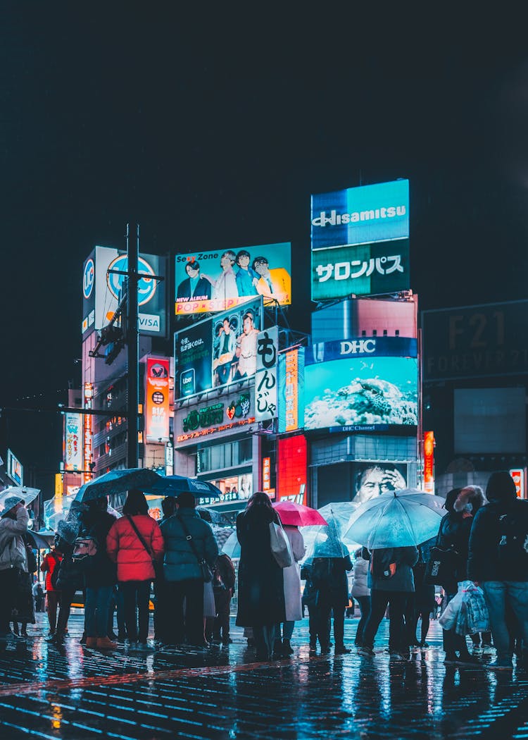 Rainy Night In Shibuya, Japan 