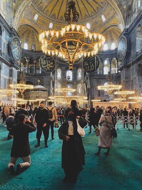 People inside the Hagia Sophia in Turkey