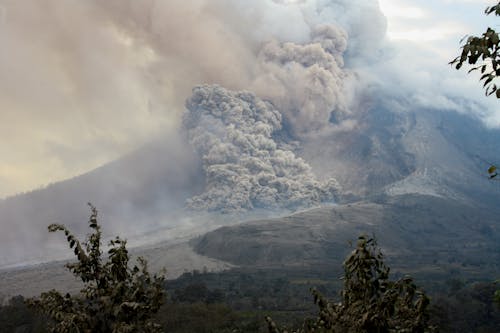 Sinabung Volcano Eruption in North Sumatra, Indonesia