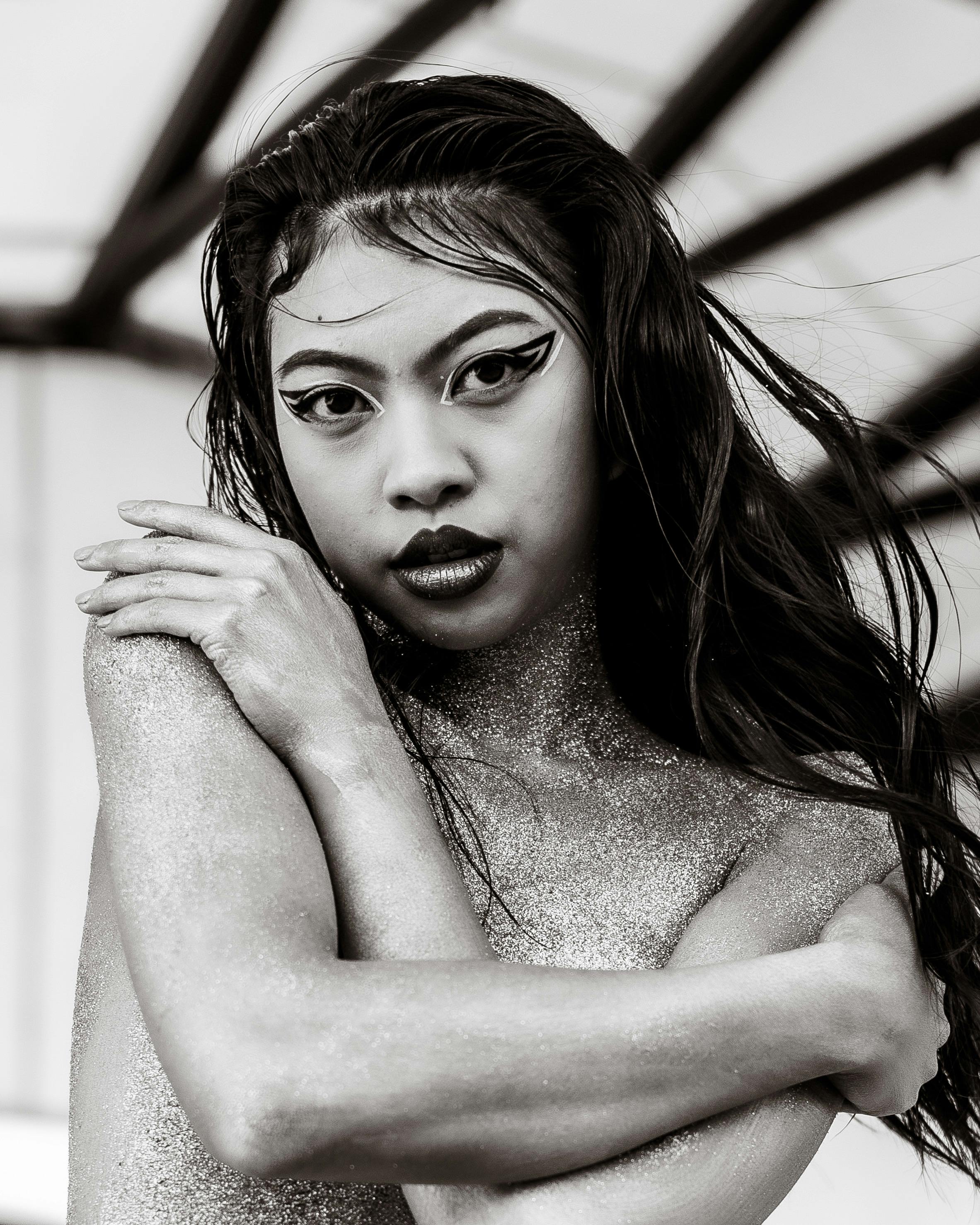 Woman Posing Shirtless Covered in Glitter · Free Stock Photo