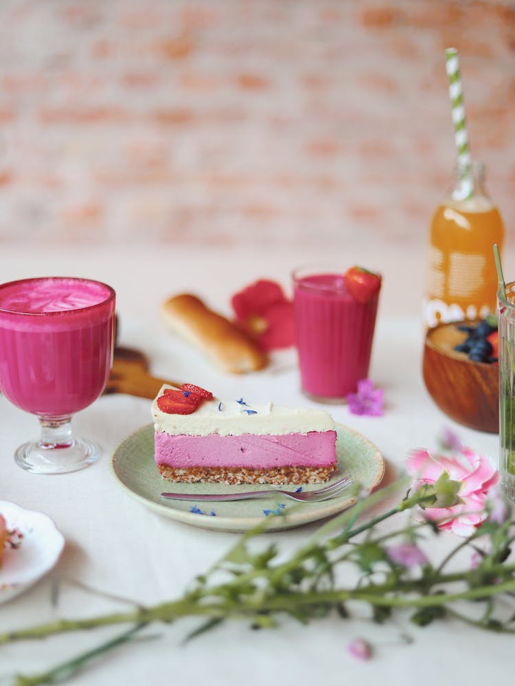 Cake And Drinks On Table