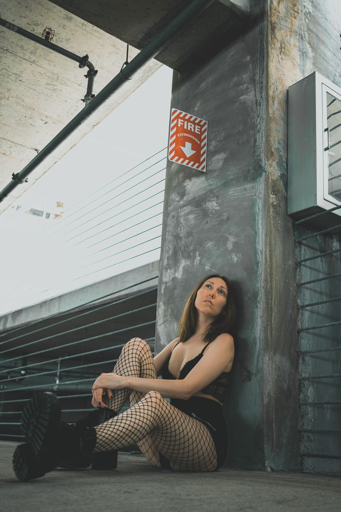 Girl in swimsuit in loft style