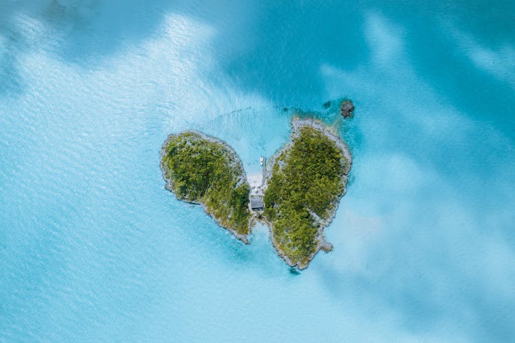 House In Middle Of Heart Shaped Island