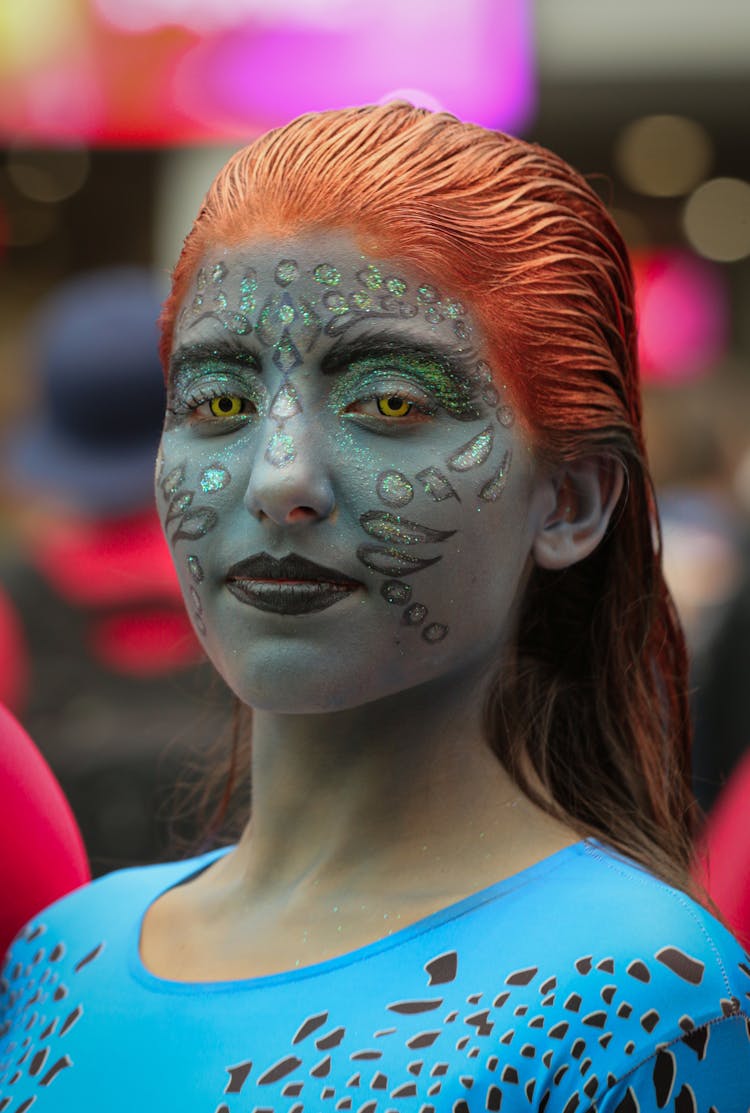 Woman With Painted Face For Cosplay