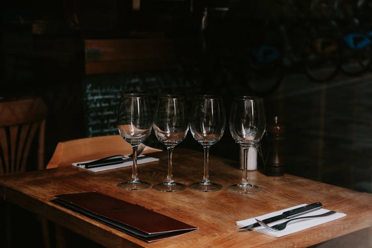 Wineglasses On A Table In A Restaurant 