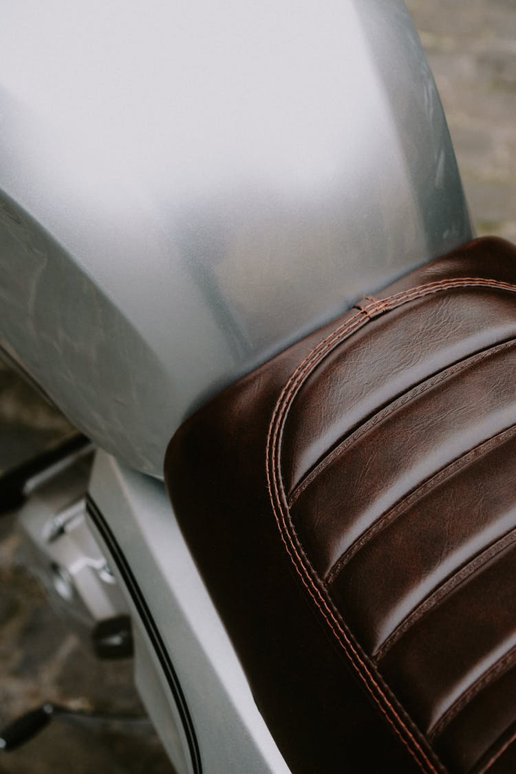 Close-up Of A Leather Seat Of A Motorcycle 