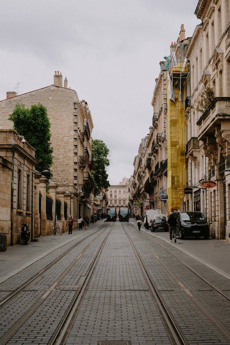 Tram Rails And City Buildings