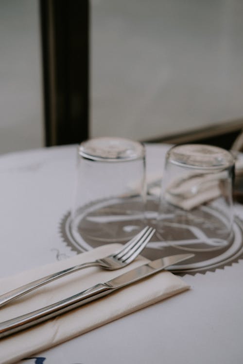 Silver Fork and Bread Knife on the Table