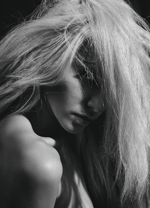 Grayscale Photography of Woman with Long Hair