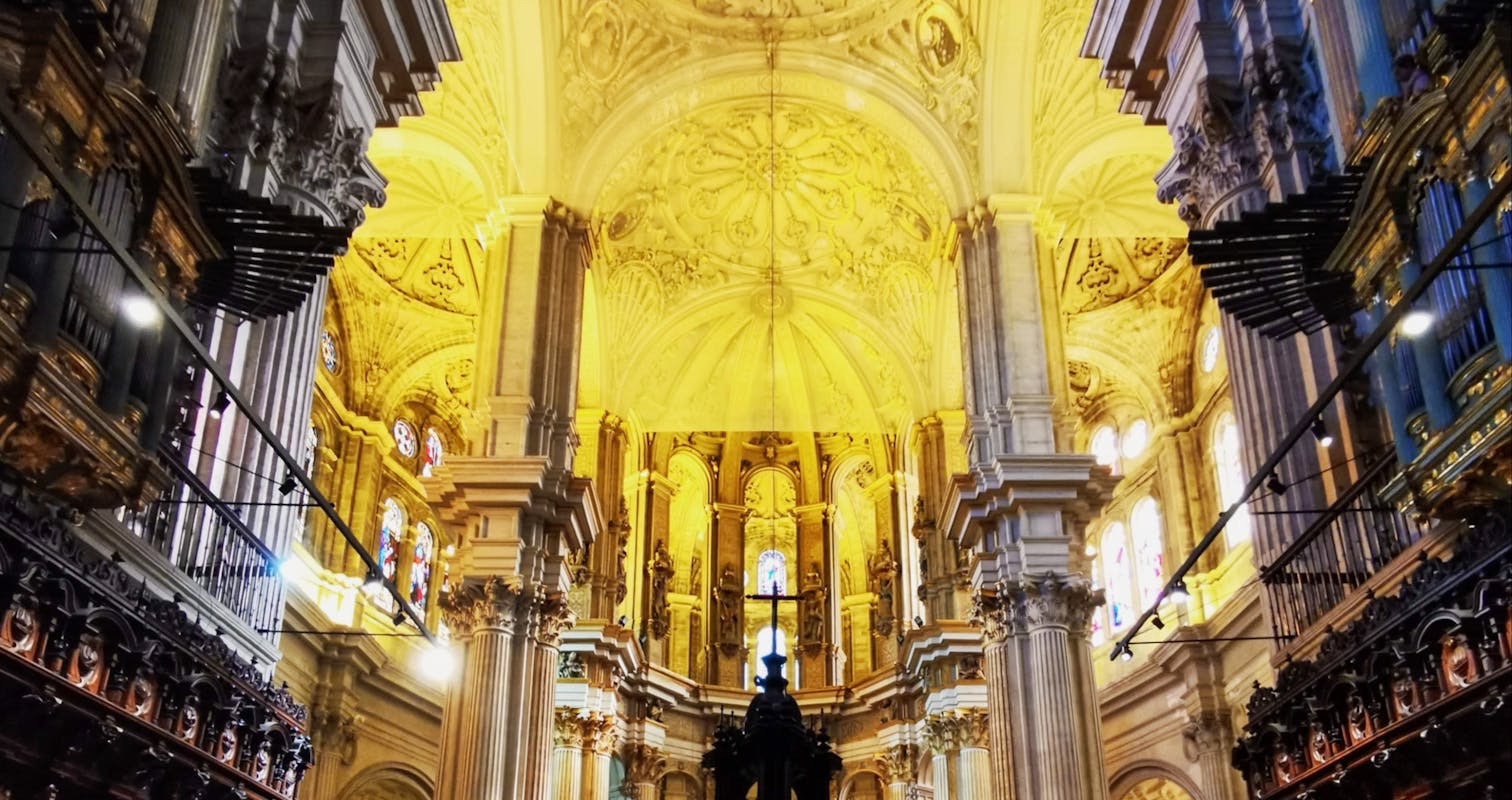 The Interior of the Cathedral in Malaga in Spain