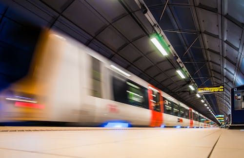 Free Beige and Red Train Stock Photo
