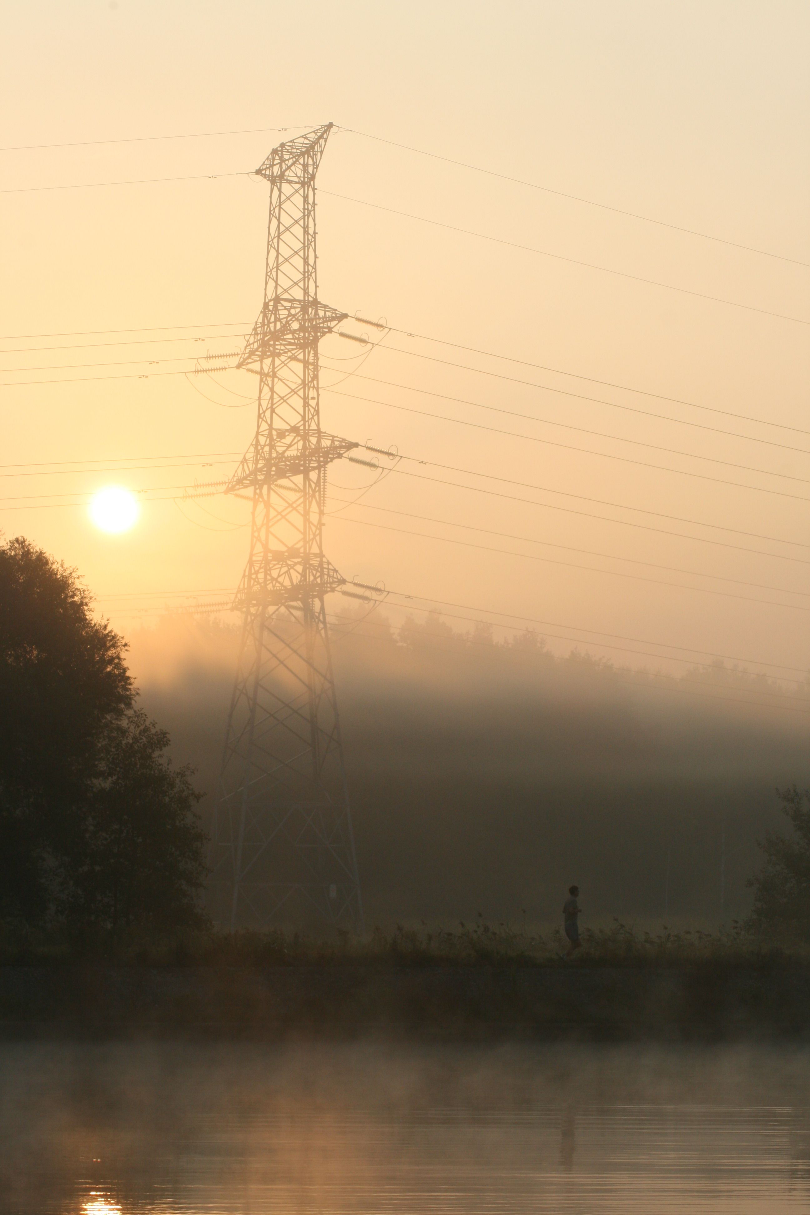 A Power Line during a Foggy Day in the Countryside · Free Stock Photo