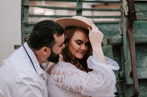 Bride and Groom Posing Together 