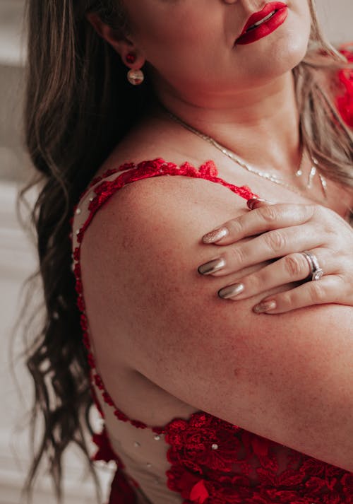 Woman in Red Dress Posing