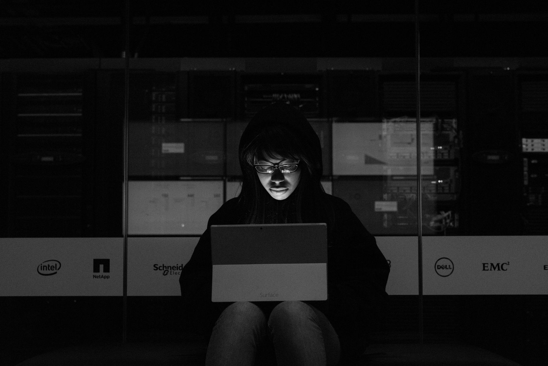 Engineer working in a data center environment