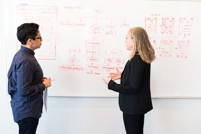 Consultants reviewing network infrastructure