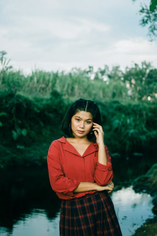 Girl Posing Near River 