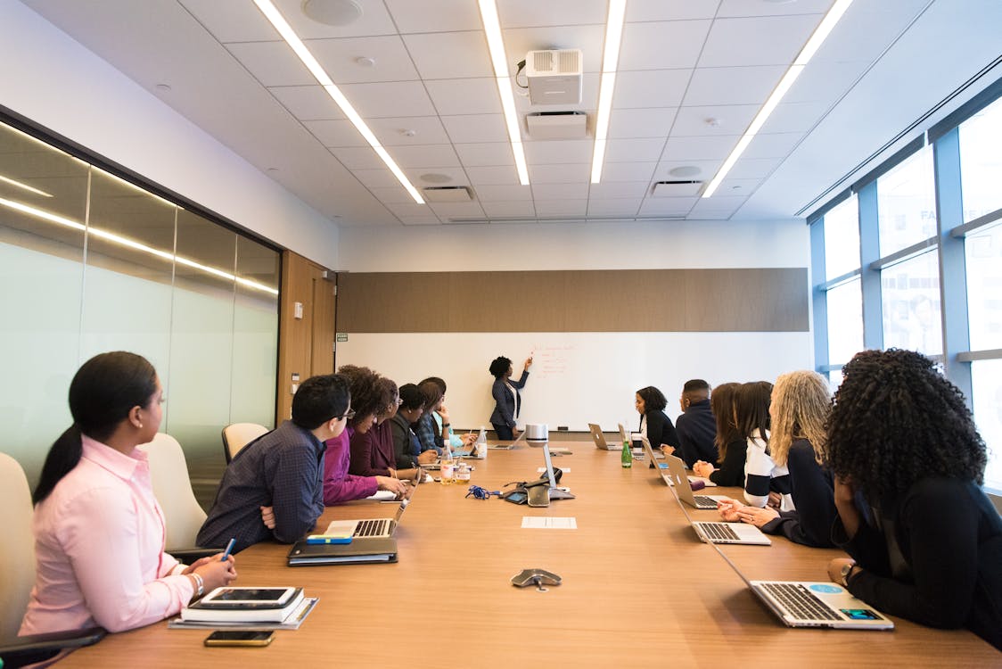Free Group of People on Conference room  Stock Photo