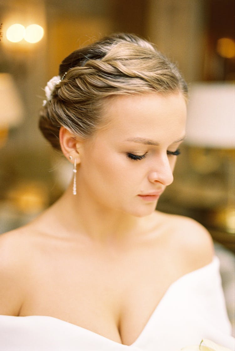 Portrait Of Bride In Elegant Hairstyle