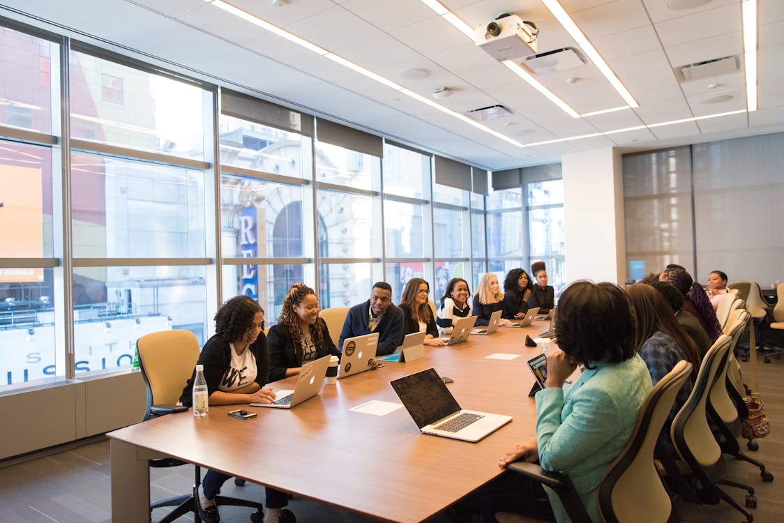 Free Group of People on a Conference Room  Stock Photo