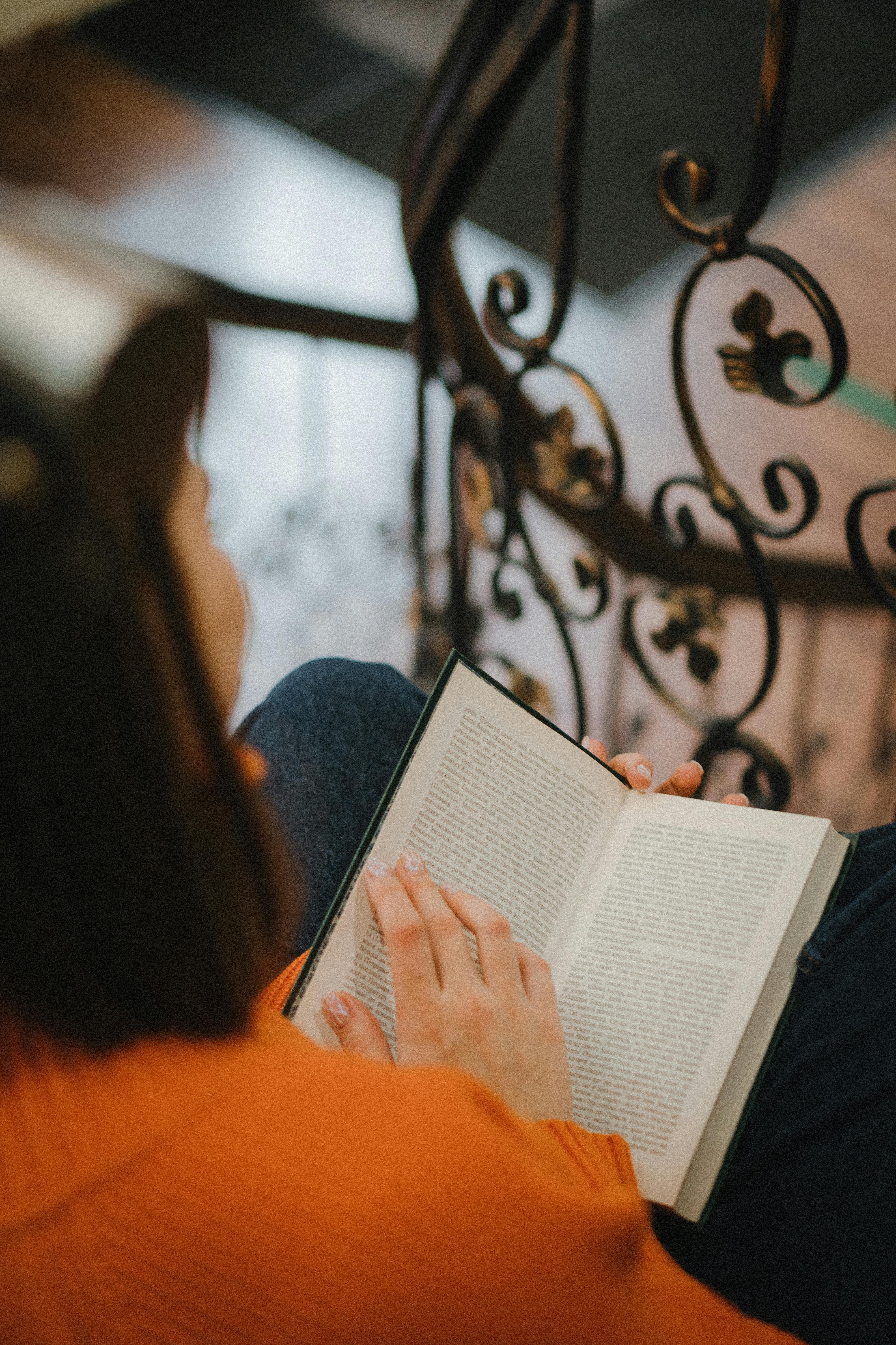 woman reading book