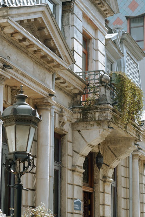 Vintage Lamp in Front of an Old Building