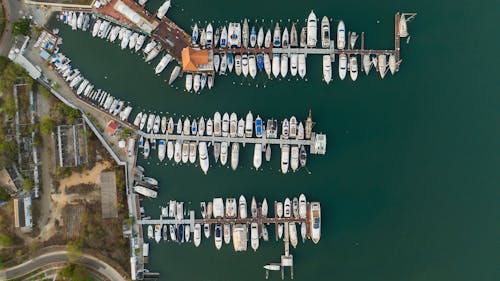 Aerial View of Yachts on the Harbour