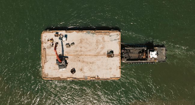 Construction Site on Platform at Sea