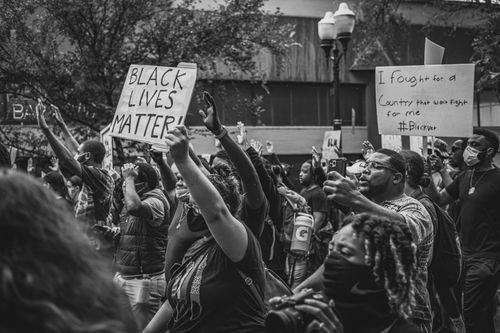 Free Crowd of people holding signs and protesting for Black Lives Matter. Stock Photo
