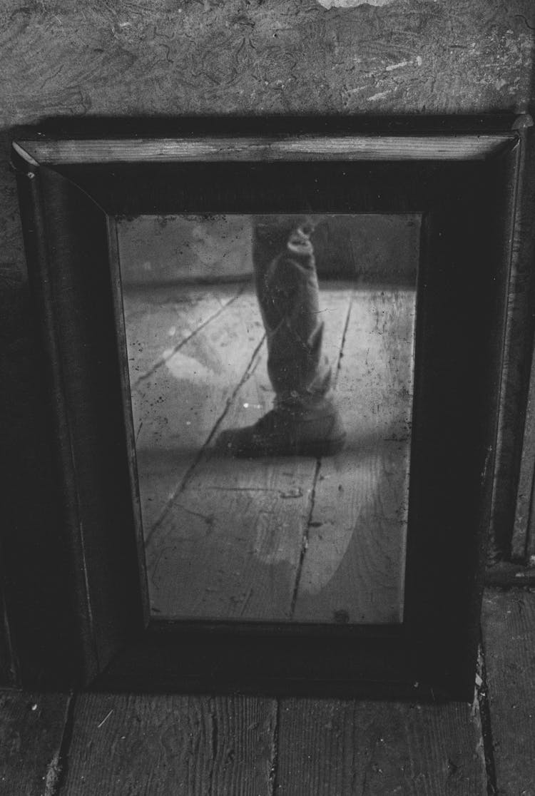 Reflection Of Leg In Framed Glass