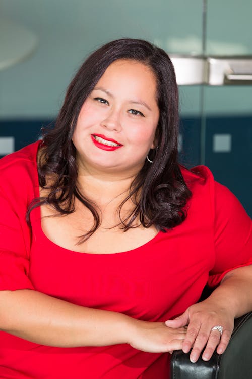 Woman Wearing Red Scoop-neck Top