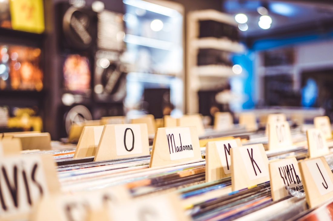 shop shelf with letter signage