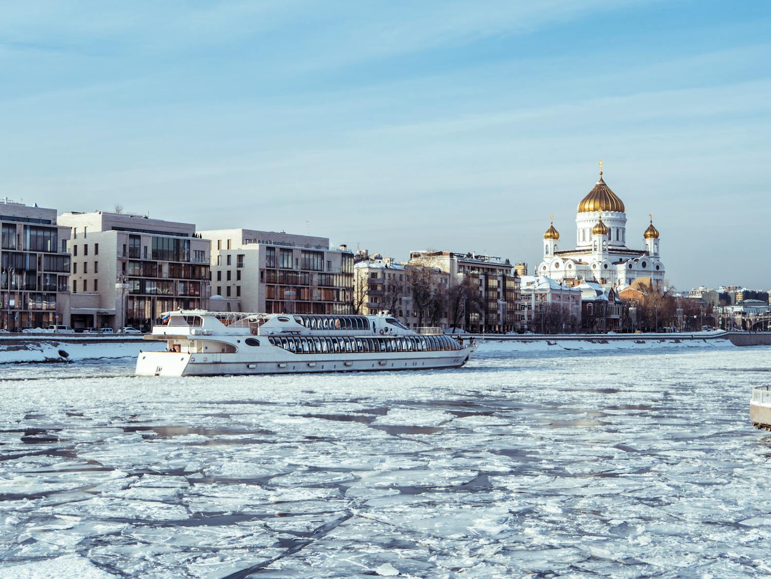 Scenic winter landscape featuring a cathedral