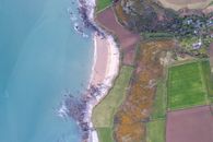 Aerial Shot of a Coastal Farm Field