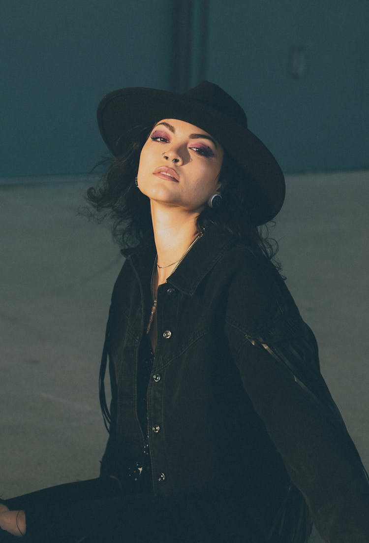 Portrait Of Woman In Wide Brim Hat