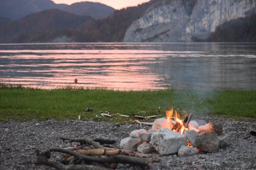 A Campfire by the Lake