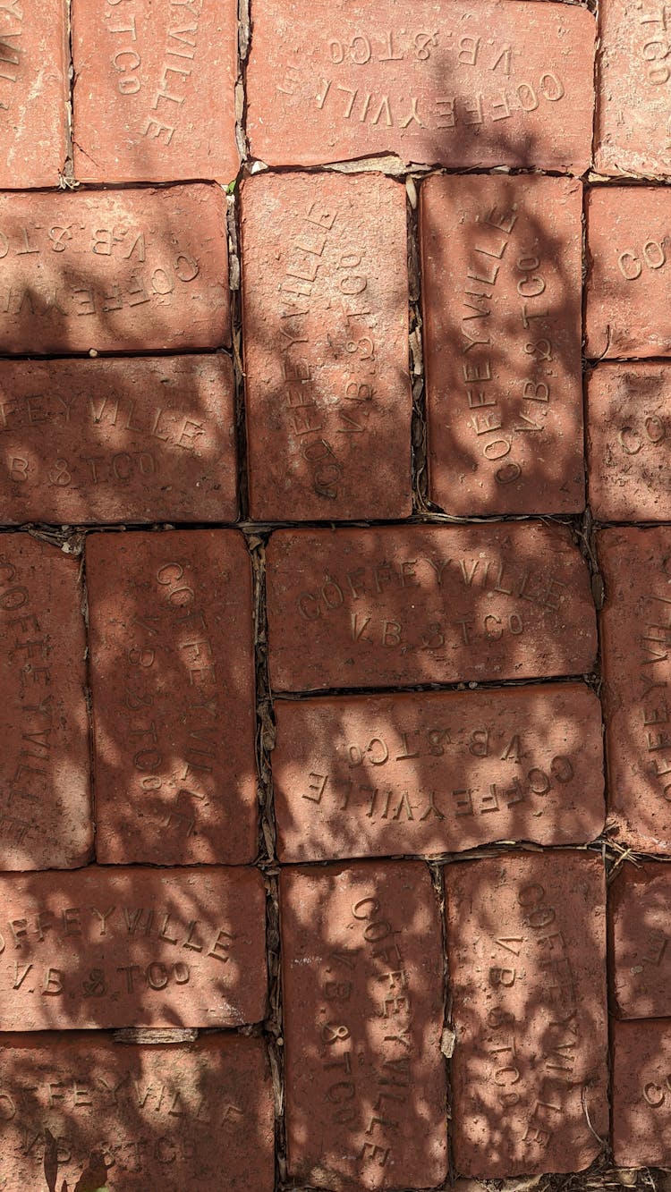 Bricks With Etching In Close-up Shot