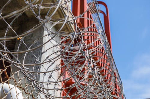 Razor Barbed Wires on Chain Link Fence