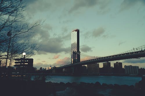 Free Amerika, asma köprü, binalar içeren Ücretsiz stok fotoğraf Stock Photo