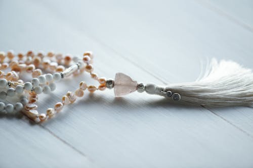 White Tassel on Beads Necklace