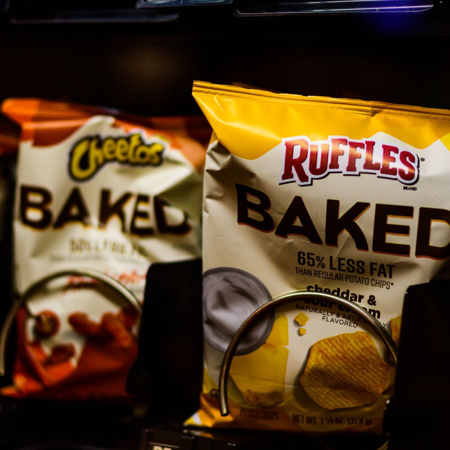 Snacks stocked in vending machine for gyms