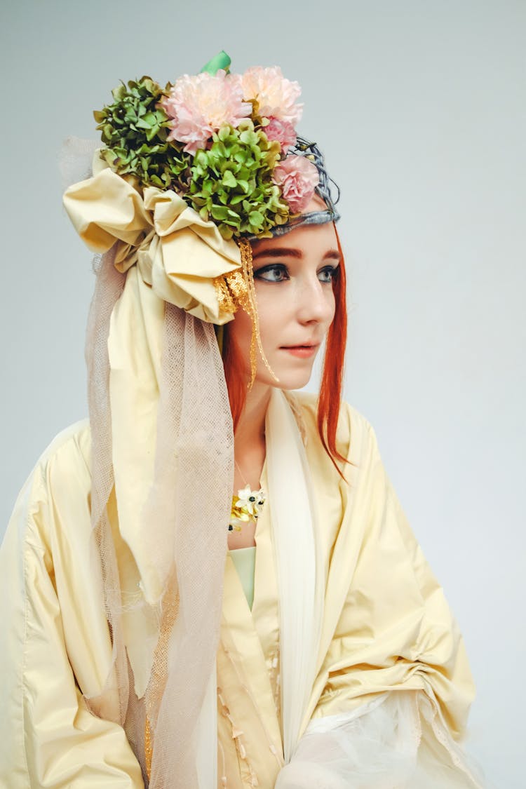 Beautiful Woman With Flowers On The Head