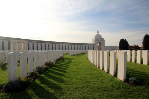Free A serene image of Tyne Cot Cemetery's neatly arranged war graves in Belgium. Stock Photo
