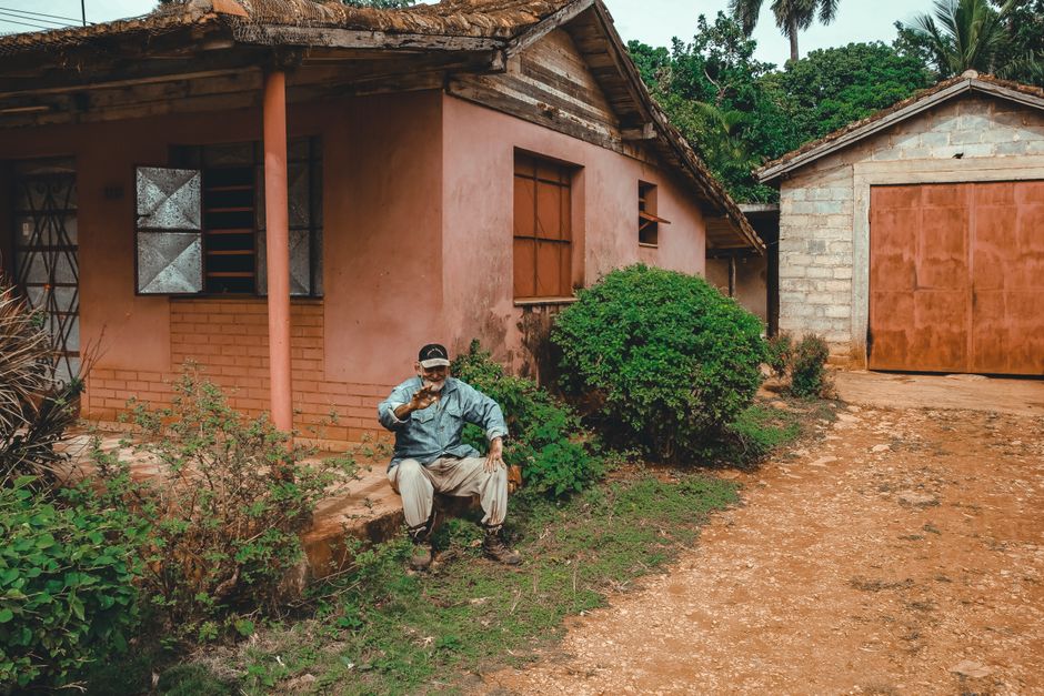 elderly waving porch
