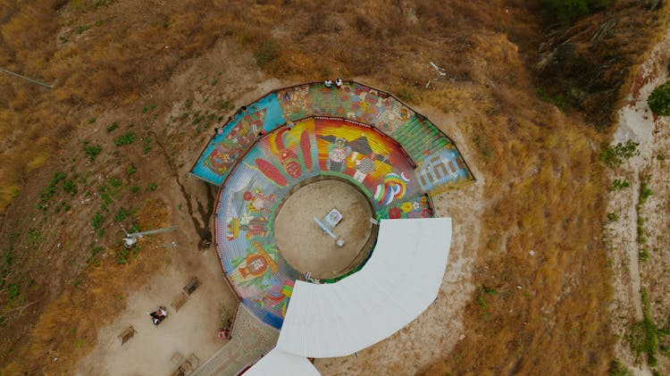 Colorful Construction In Wild Desert Landscape