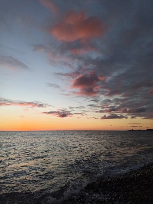 Body of Water Under Cloudy Sky