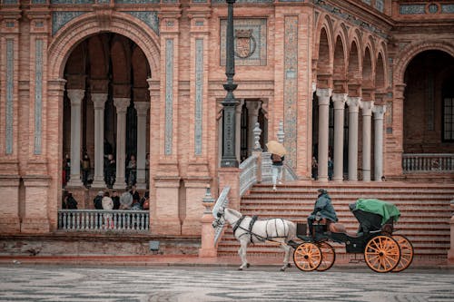 Foto stok gratis gerbong, kuda, landmark internasional