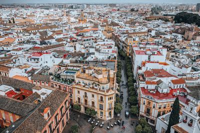 Aerial view of Seville rooftops, photo by Zekai Zhu on Pexels