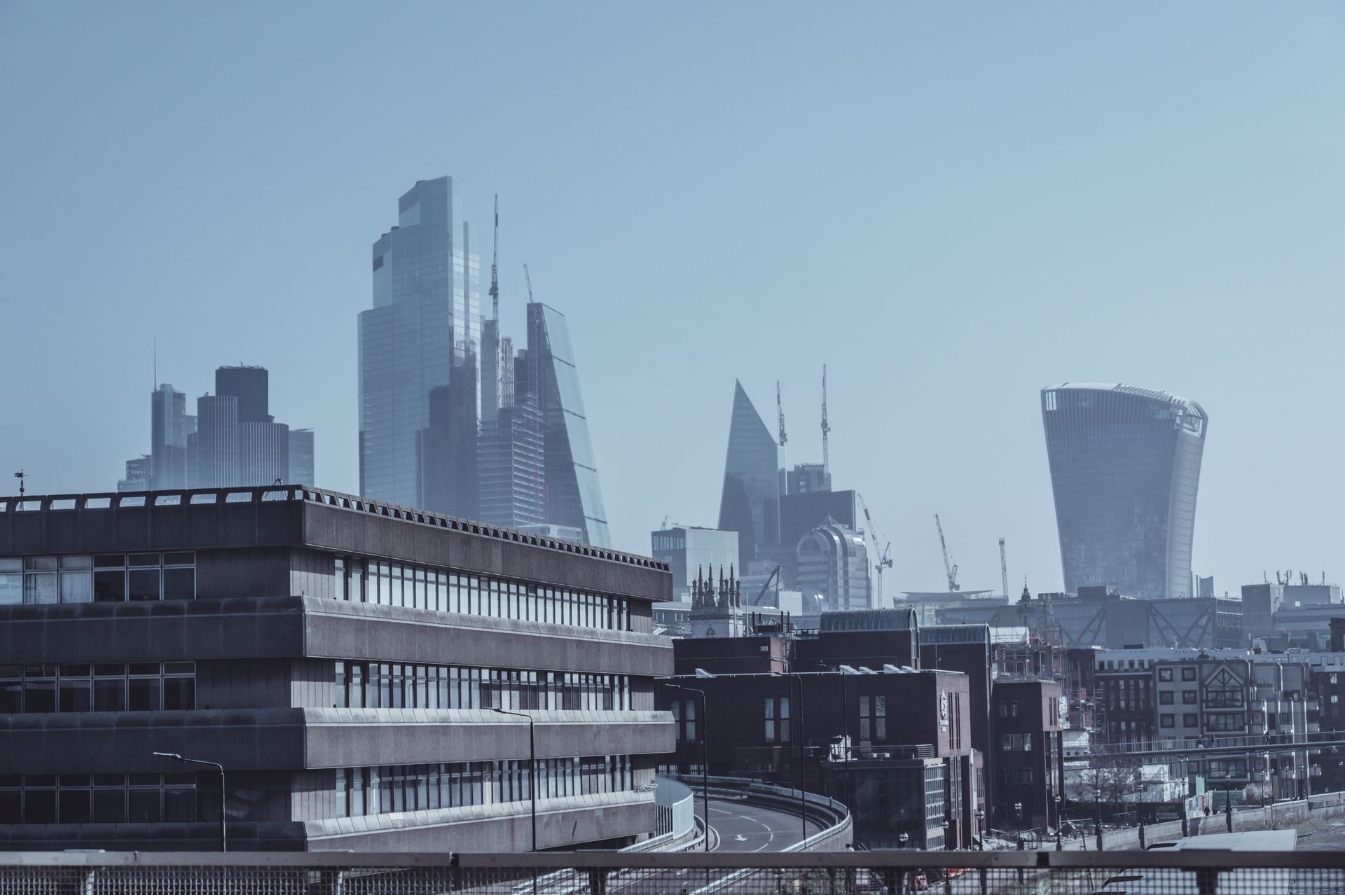 Modern London financial district skyline